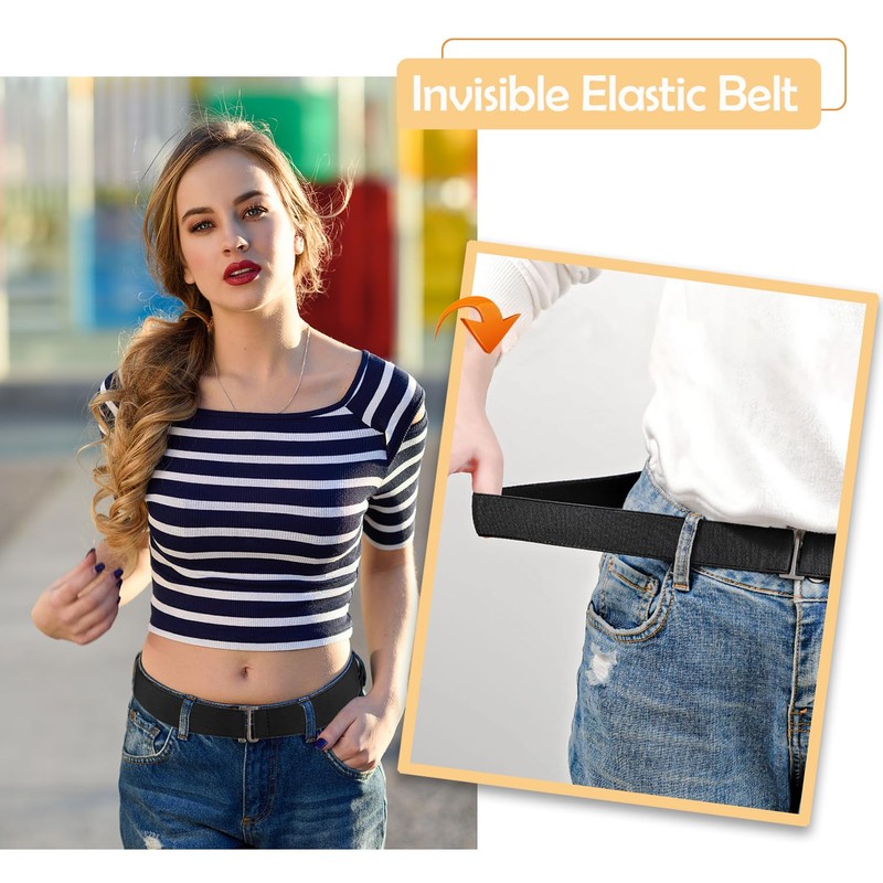 HAWOWZ 2Pcs No Show Stretch Belt for Women Invisible Elastic