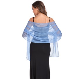 SURVODJA Women Shawls and Wraps for Evening Dress Lightweight Scarf Wedding Guest Shawl Wrap Bridesmaid Scarves(Dusty Blue,79''×18'’)