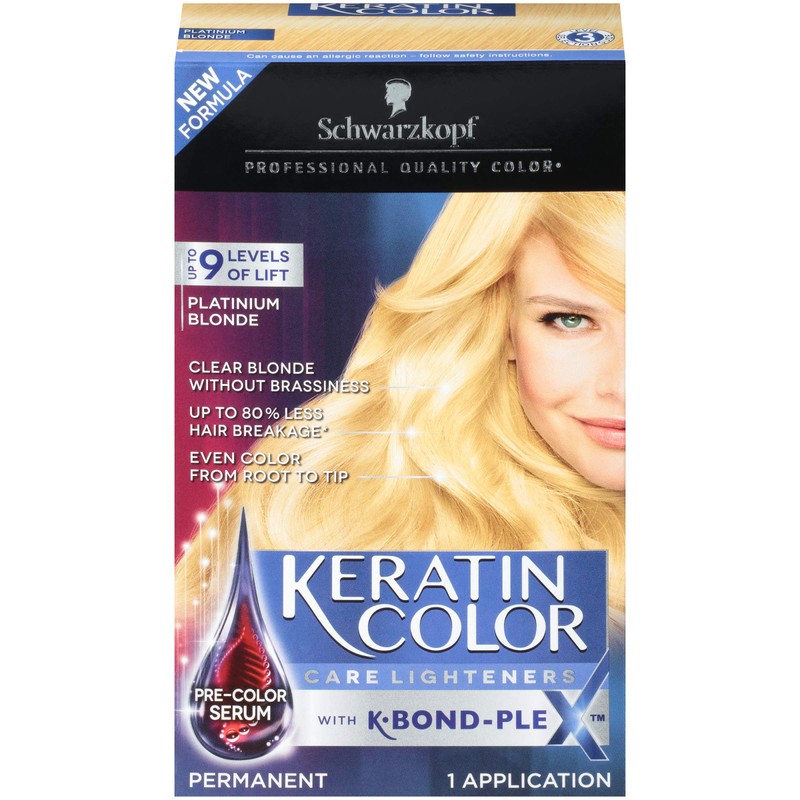 Schwarzkopf Keratin Color Care Lighteners Permanent Hair Color Cream, Platinum