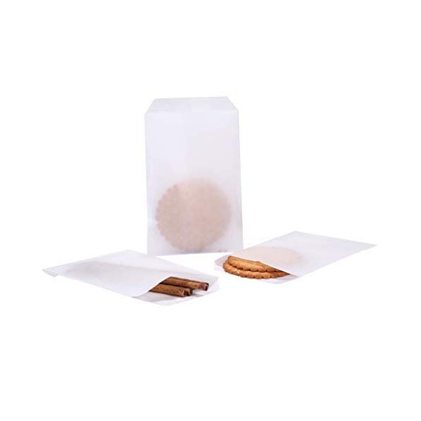 Small Flat Glassine Waxed Paper Cookie Snack Bags 3x5 Semi-Transparent for Bakery Treat Candies Dessert Chocolate Party Favor, Pack of 100 by Quotidian (3’’ x 5’’)