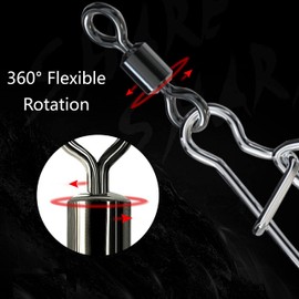 CRAZY SHARK 50 Piece Fishing Swivel Set Fishing Stainless Steel Barrel Swivels Fishing Accessories Set Quick Rolling Fishing Connector Lock Snaps Line to Hook Spinning Swivels (2/0 (50 Pack))