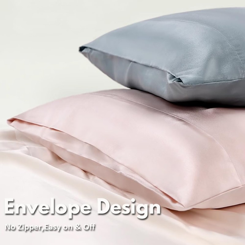 【2 Pack】 Mulberry Satin Silk Pillowcase, H HOME-MART 20"x 30"