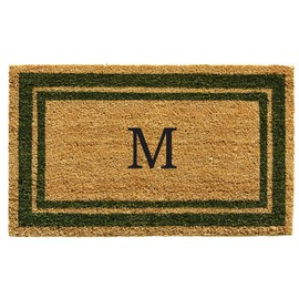 Calloway Mills 153042436M Sage Green Border 24" x 36" Monogram Doormat, (Letter M)