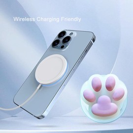 Cute Pink Paw Phone Grip Compatible with MagSafe, 3D Magnetic Phone Grip for Kindle & Android Phones, Wireless Charging Compatible - Phone Charm and Accessories for Girls Women