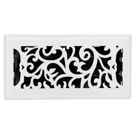 Sierra Grates 4" x 12" Floral Design Steel Floor Register in Glacier White Finish for Floor l- Decorative Air Vent Covers- Floor Register 4” x 12”