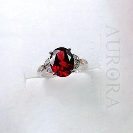 3캐럿 루비 석류석 상감 반지 BAN-2514 3-Carat Ruby Garnet Inlay Ring BAN-2514 [White gold]