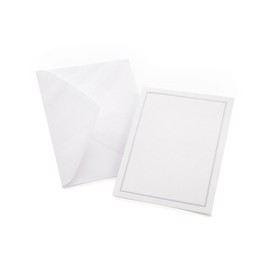 Gartner Studios Silver Foil Border All Purpose Cards with Envelopes, Blank Invitation Cards, White and Platinum Cards, 4.25" by 5.5", 50 Count (60024)