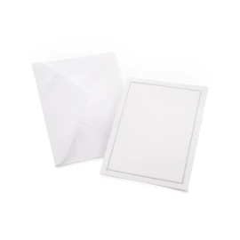Gartner Studios Silver Foil Border All Purpose Cards with Envelopes, Blank Invitation Cards, White and Platinum Cards, 4.25" by 5.5", 50 Count (60024)