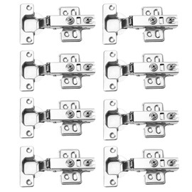 Cabinet Hinges Kitchen Cupboard Hinges, Bedroom Wardrobe Door Hinges for Bathroom Bedroom Dining Room Full Overlay Mute Hydraulic Soft Close Hinges, Folded Door Hinges with Screws, Pack of 8 Sets