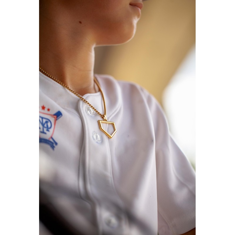FlowX Jewelry Home Plate Pendant Necklace - Baseball Chain (24",