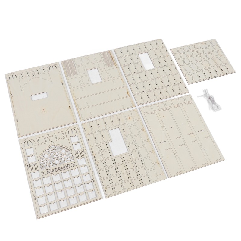 Wooden Ramadan Calendar 30 Storage Drawers LED Light Decorative DIY