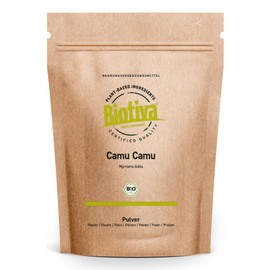 Biotiva Camu Camu Organic Powder 250 g - Natural Vitamin C - 100 EH Each 300 mg Vitamin C - No Sweeteners, Additives or Acids