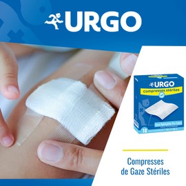 Urgo - Sterile Gaskompressen – Absorption – Box mit 10 Beuteln mit je 2 Kompressen – 7,5 cm x 7,5 cm
