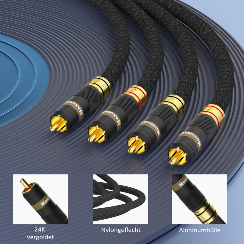 Monosaudio High-End HiFi RCA Cable 2 m A202R, 5N OFC