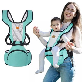 Portabebe, Cangurera Mochila Portabebe Multifuncional Con Asiento Bebe 0-36 Meses, Transpirable Y Agradable A La Piel, Con Cinturón De Cadera, Carga Max. 30 kg (Azul acero)