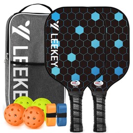 LEEKEY Pickleball Paddles Set of 2 - USAPA Approved Fiberglass Pickleball Racket, Racquet Made of Polypropylene Honeycomb Core,Lightweight Design Pickleball Paddles for Men Women Beginners