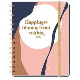 Happiness blooms from within Spiral-Kalenderbuch A5. Taschenkalender 2023 mit flexiblem Einband, Spiralbindung und viel Platz für Termine. Praktischer Buch-Kalender