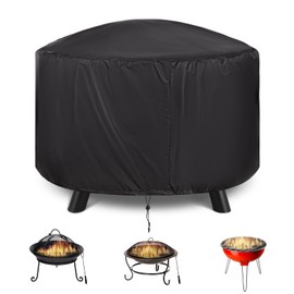 HOMEE Round Fire Pit Cover 36" x 20", 420D Heavy Duty Waterproof Patio Fire Bowl Cover,Fire Pit Table Cover, Outdoor Patio Firepit Cover for Fireplace Fire Bowl Fits for 30"-36" Fire Pit/Table