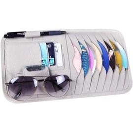 Cabilock Organizador de Parasol para Coche de Verano Clip de Visera Multifuncional de Cuero PU Fácil de Instalar Que Sostiene Anteojos Sol y 8 Cds