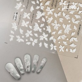 White Hibiscus Drawing Nail Sticker / 화이트 히비스커스 드로잉 네일스티커