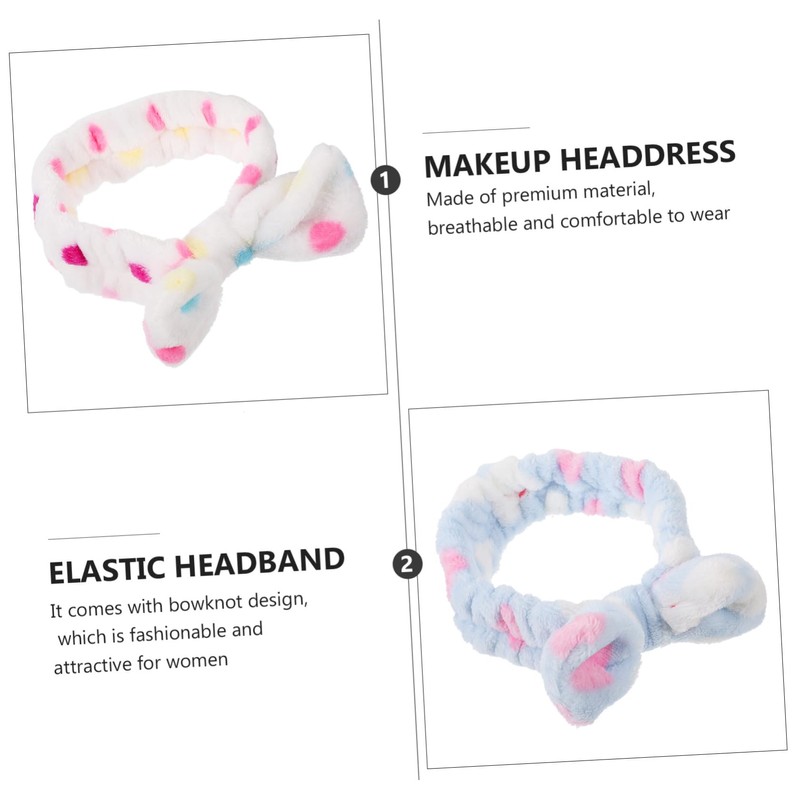 OHPHCALL Comfy Face Washing Headband Elastic Spa Headwrap Bowknot Design
