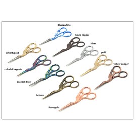 11.5 cm Stainless Steel Sharp Tip Classic Stork Scissors Crane Design Sewing Scissors DIY Tools Dressmaking Scissors (Gold)