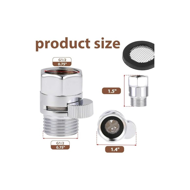 Shower Head Flow Restrictor Control Valve Shut Off for Hand