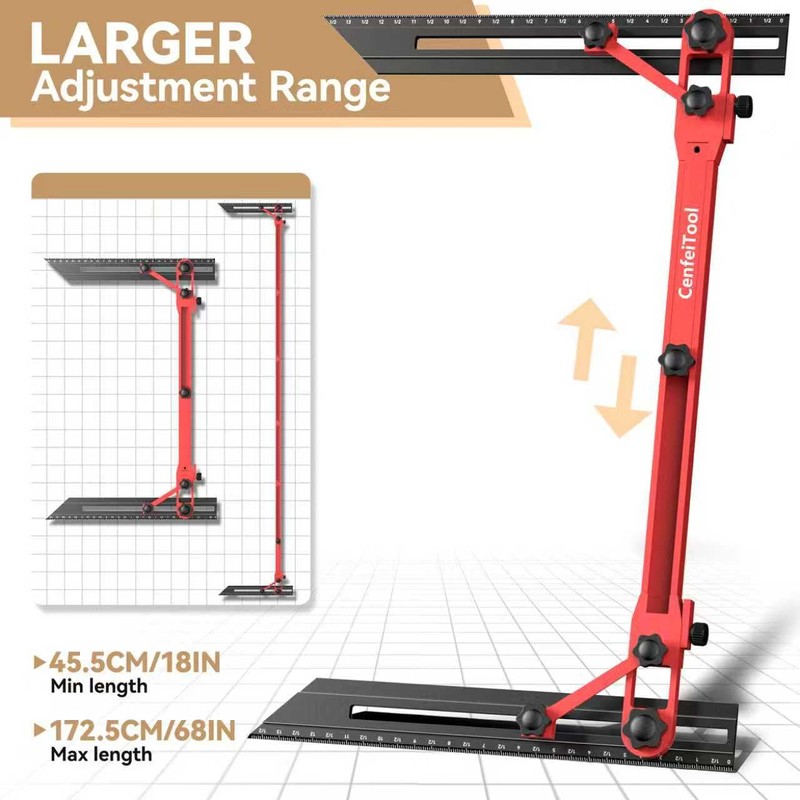 Stair Tread Jig, 72" Adjustable Stair Tread Template Tool for