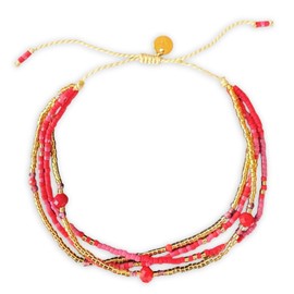 happymaker - Perlenarmband Damen mit echten Edelsteinen, Amethyst und roter Jaspis, Mijuki Perlen, größenverstellbar mit Schiebeknoten, Schmuckschachtel, handgefertigt in Deutschland