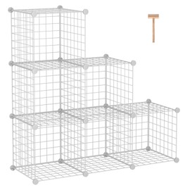 C&AHOME Wire Cube Storage, 6 - Cube Organizer Metal C Grids, Modular Shelves Units, Storage Bins Shelving, Closet Organizer, Ideal for Home, Office, Living Room, 36.6”L x 12.4”W x 36.6”H White
