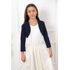 Bolerose Girls 3/4 Sleeve Kids Formal Bolero Shrug, midnight blue