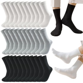 20 Pairs Crew Athletic Socks for Men Moisture Wicking Cushion Crew Socks for Sport Running Traveling (US, Alpha, One Size, Regular, Regular, Color F)