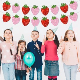 4 Pack Berry First Birthday Decor Strawberry Decorations Berry Garland Strawberry Banner for Strawberry Themed Party Baby Shower Fruit Party Hanging Supplies