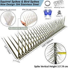 Bird Spikes, Outdoor Squirrel Spikes, Squirrel Baffles for Bird Feeder Poles, Avoid Climbing Garden Fences and Fruit Trees. (120 inches)