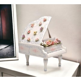 Cosmos Gifts Fine Elegant Porcelain Grand Piano Musical Music Box Figurine (Music Tune: Fur Elise), 7 3/4" H