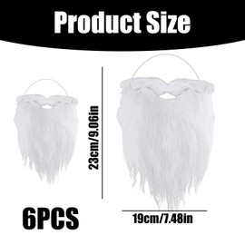 Pack of 6 Santa Beard, Adult Santa Costume Artificial Beard, Bishop's Staff White Fake Beards, Christmas Santa Beard for Fancy Dress, Men's Crafts, Artificial Fairy Lights, Christmas Beard