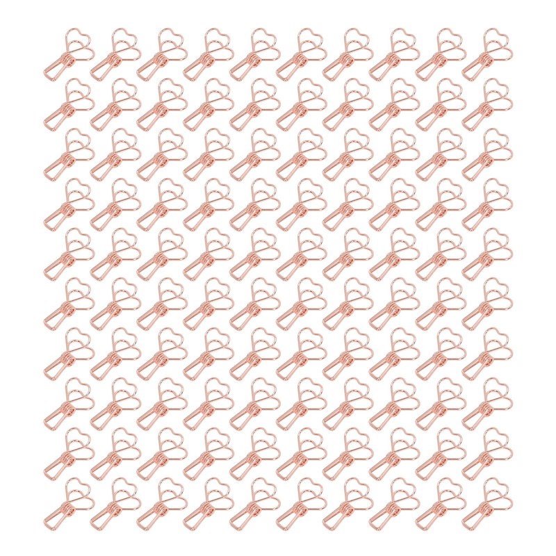 100 Pcs Binder Clips Hollow Heart Shape Strong Clamping Force