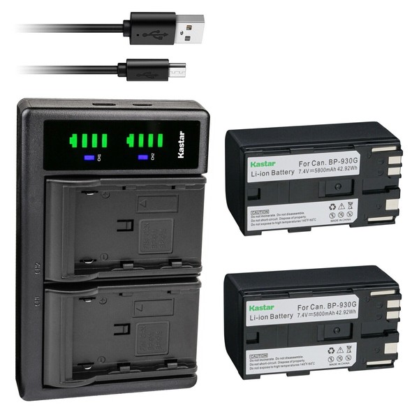 Kastar 2-Pack BP-930G Battery and LTD2 USB Charger Compatible with