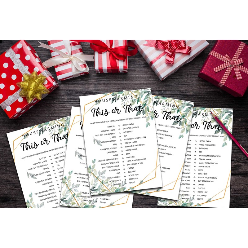 Housewarming Party Games, This or That, Greenery New Home, New