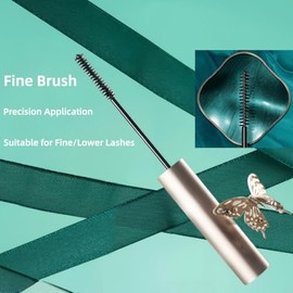 Waterproof Mascara with Fine Brush for Tiny and Lower Lashes, No Clumping, Long-lasting, Thickening, Black