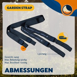 Ticket to the Moon Pack of 2 Hammock Attachment Garden Strap | Strap for Trees & Strap Extensions for Hammocks - 2 x 1.5 m & Load Capacity of 500 kg - Tree-Friendly | Original since 1996