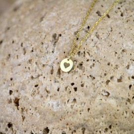 Tela Jewelry Genuine .925 Sterling Silver Minimalist Floating Heart Necklace for Women Dainty Round Necklace | Tiny Heart | Romantic Necklace | Round Pendant, 18", Sterling Silver, No Gemstone