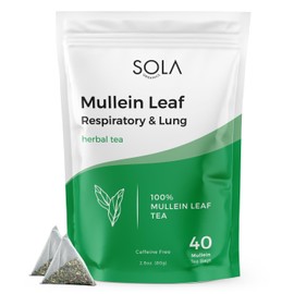 Mullein Leaf Tea Bags 40 - Lung Cleanse and Respiratory Support, Caffeine Free, Herbal Teas for Cough, Digestion, and Immune