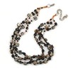 Avalaya Multi Strand Black Ceramic Bead with Dark Grey Sea