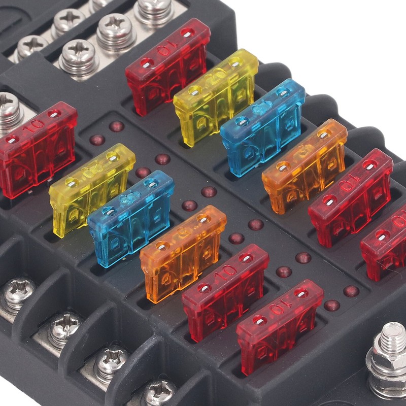 12 Way Fuse Box with LED Indicator DC12‑32V Waterproof Circuit