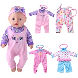 Dolls Clothes for 16-18 Inch Dolls, 4-Telling Fashionable Doll Clothes, Cute Patterned Doll Clothes in Spring and Autumn Style with Headpiece, Little Girls