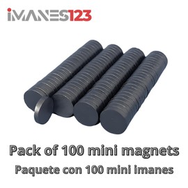 IMANES123 - Mini imanes multi-propósito de ferrita, 10x2mm. Pack de 100. Para uso en nevera, artesanias etc. Modelo FR-0058-C8.
