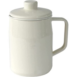 富士ホーロー 活性炭カートリッジでしっかり濾せる オイルポット 0.8L 活性炭 カートリッジ付 フィルトプラス ホワイト OPF-0.8L.W