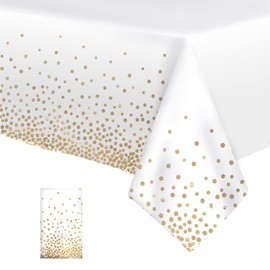 Paready Tablecloth for Party Disposable 1 Piece Table Cover Table Mat Party Supplies Decoration Wedding Anniversary Celebration Event Decoration 54.5 x 108.7 inches (137 x 274 cm), Rose Pink, White