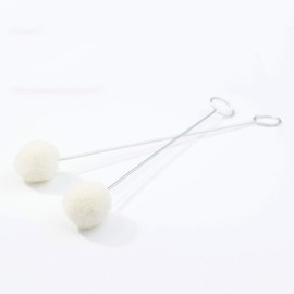 5Pcs White DIY Crafts Projects Wool Ball Brush Leather Dye Tool with Metal Handle Attractive and Fashion Fabric Dyes